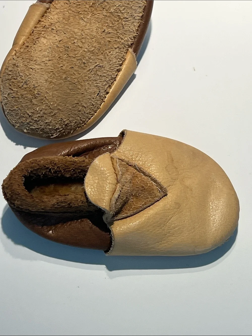 Handmade Leather Child 0-6 month Shoes Fleece Lined